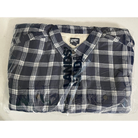 Lands' End Other - Lands End Flannel Jacket Sz XL Navy Ivory New Winter